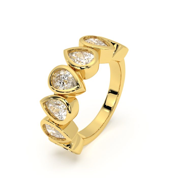 Pear bezel band with approx. 5.77ct lab-grown diamonds in 14k yellow gold