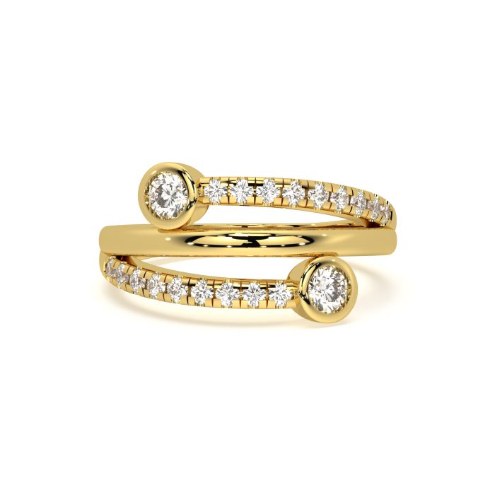 Round bezel wrap band with approx. 3.96ct lab-grown diamonds in 14k yellow gold