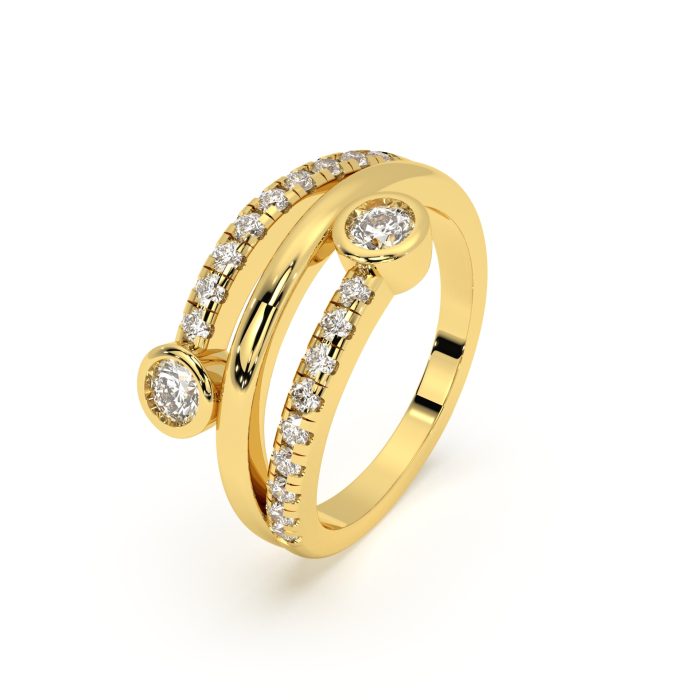 Round bezel wrap band with approx. 3.96ct lab-grown diamonds in 14k yellow gold