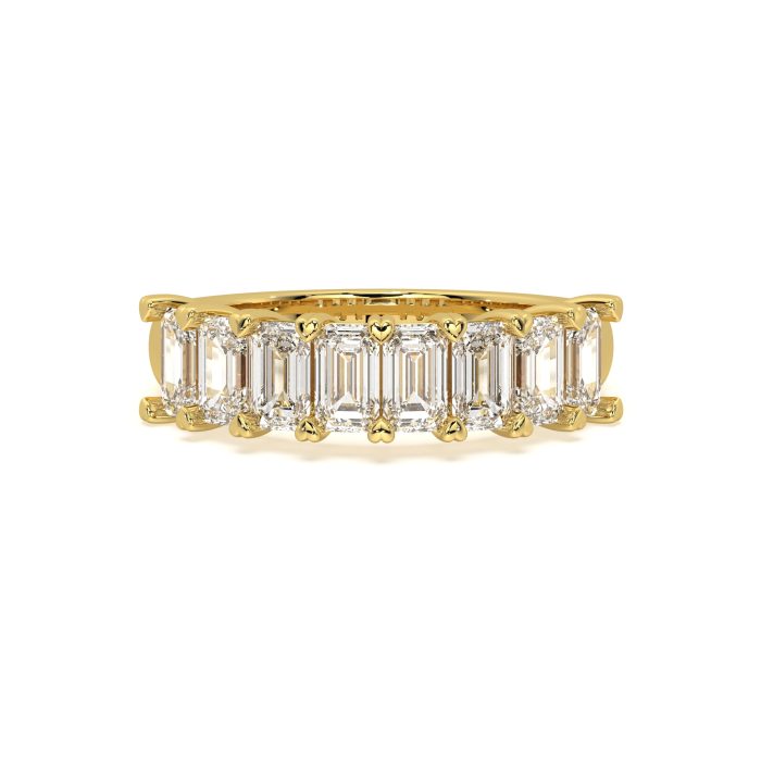 Emerald cut half eternity band with approx. 3.31ct lab-grown diamonds in 14k yellow gold